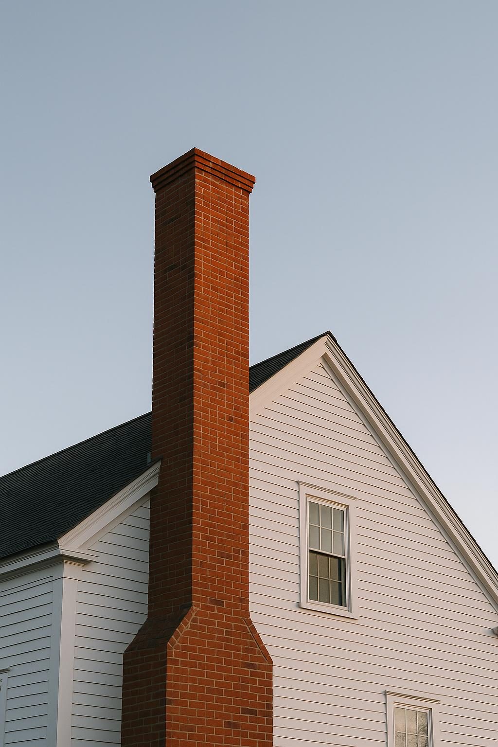 Brick chimney on a colonial house (illustration)